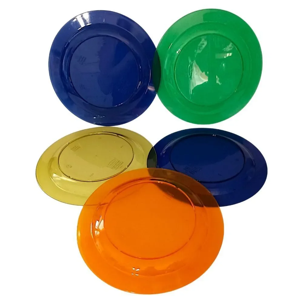 5 Ikea Hagberg & Hagberg Dinner Plates Sola Translucent Plastic Vintage Colorful
